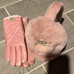 UGG Blush Pink Gloves and Earmuffs Set